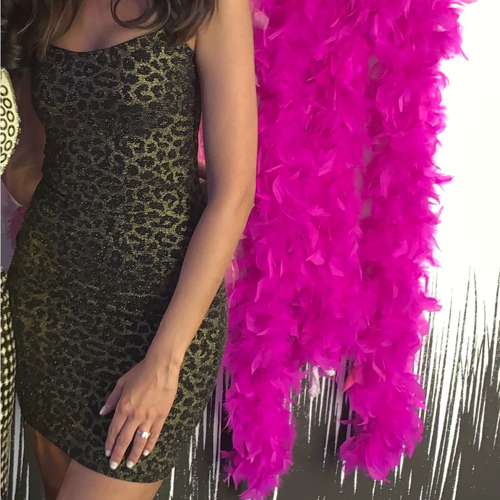 Lovers + Friends Gold and Black Leopard Dress